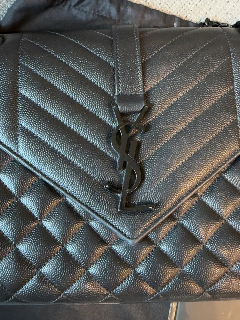 Saint Laurent YSL Medium Envelope Bag Black Matelassé Leather w/ Black Hardware - Picture 4 of 8